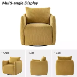 Jerri Mustard Corduroy Swivel Accent Chair