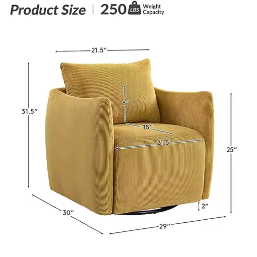 Jerri Mustard Corduroy Swivel Accent Chair