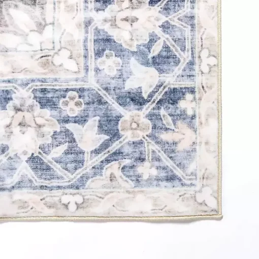 Lara Blue Medallion Washable Area Rug, 5x8