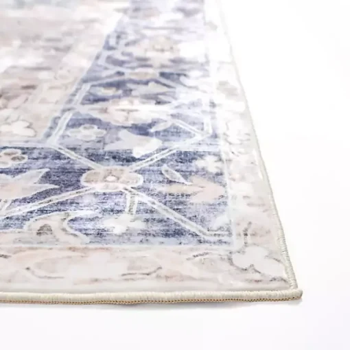Lara Blue Medallion Washable Area Rug, 5x8