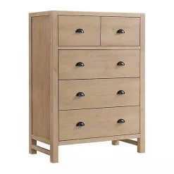 Light Driftwood 5-Drawer Storage Chest