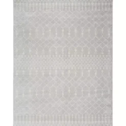 Light Gray Moroccan Washable Area Rug, 5x7