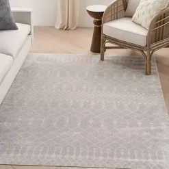 Light Gray Moroccan Washable Area Rug, 5x7