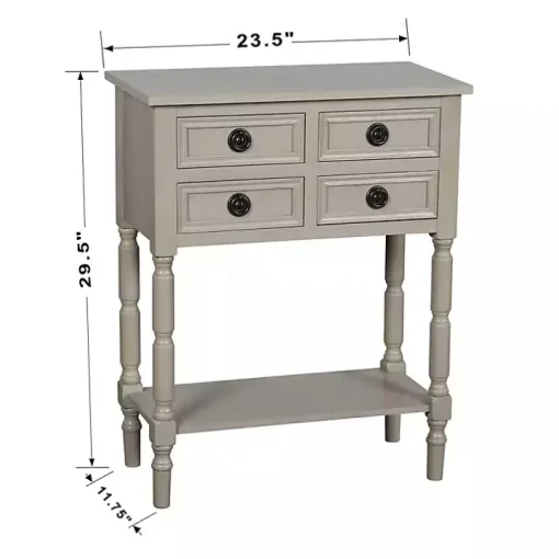 Light Gray Wood 4-Drawer Barrett Console Table