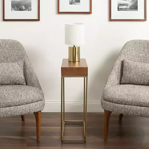 Mango Wood & Gold Slim Karlsen Accent Table