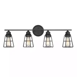 Matte Black Cage Shade Vanity Light
