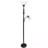 Matte Bronze and White Reading Arm Torchiere