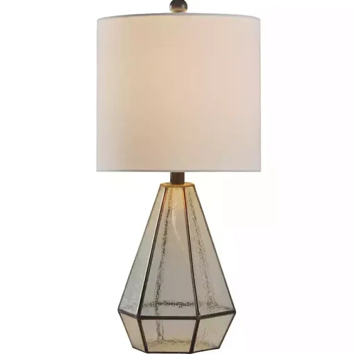 Metal and Seeded Glass Cage Table Lamp