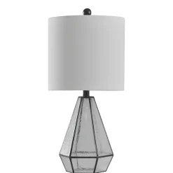 Metal and Seeded Glass Cage Table Lamp