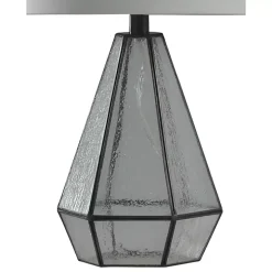 Metal and Seeded Glass Cage Table Lamp
