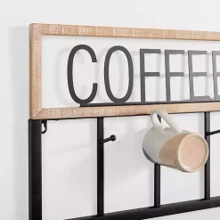 Metal and Wood Coffee Bar Wall Hooks