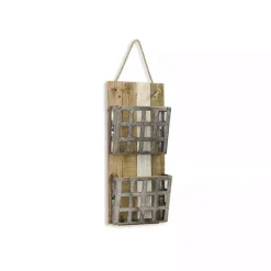 Metal and Wood 2-Tier Mail Holder Wall Plaque