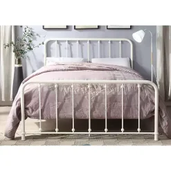 Metal Slat White Full Platform Bed