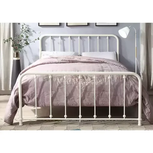 Metal Slat White Full Platform Bed
