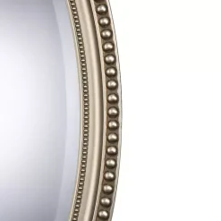 Metallic Silver Beaded Edge Oval Mirror