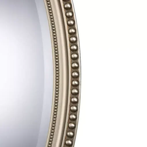 Metallic Silver Beaded Edge Oval Mirror