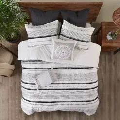 Mia White Striped 3-pc. King Duvet Cover Set
