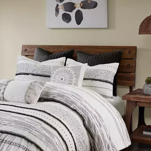 Mia White Striped 3-pc. King Duvet Cover Set