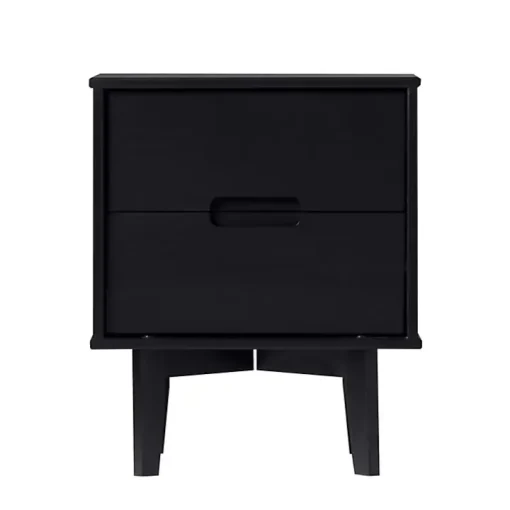 Midnight Black Wood 2-Drawer Modern Nightstand
