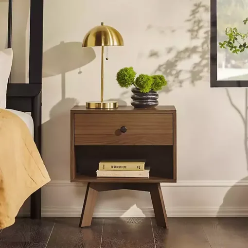 Mocha Wood Mid-century Modern Nightstand