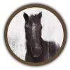 Moody Horse Round Brown Framed Art Print