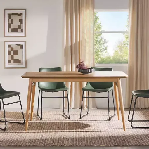 Natural Ash Wood Mid-Century Modern Dining Table