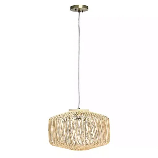 Natural Rattan Geometric Pendant Light