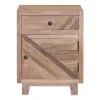 Natural Reclaimed Wood Diagonal Slats Nightstand