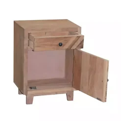 Natural Reclaimed Wood Diagonal Slats Nightstand