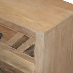 Natural Reclaimed Wood Diagonal Slats Nightstand