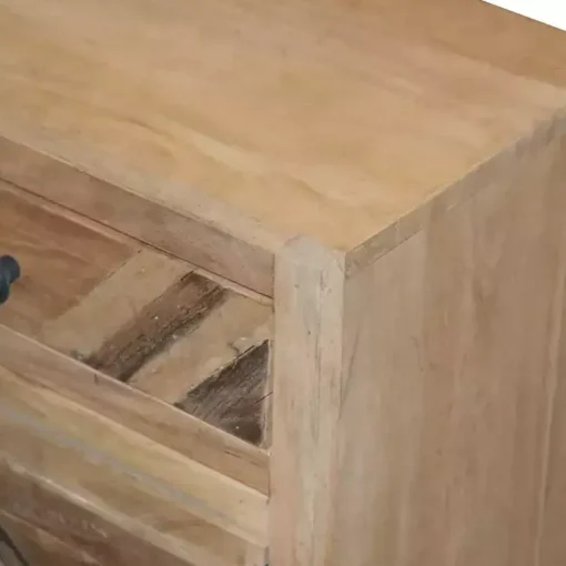 Natural Reclaimed Wood Diagonal Slats Nightstand