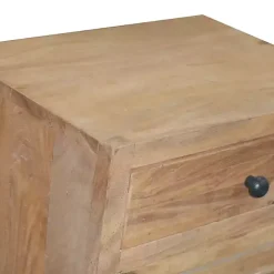 Natural Reclaimed Wood Diagonal Slats Nightstand