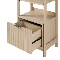 Natural Reeded Wood Holmes Narrow Bookcase