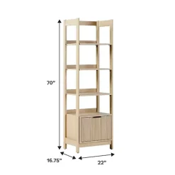 Natural Reeded Wood Holmes Narrow Bookcase