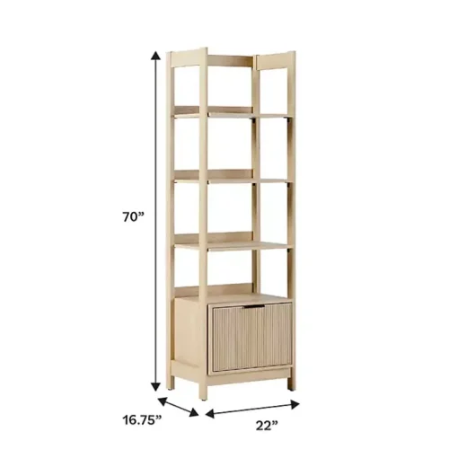 Natural Reeded Wood Holmes Narrow Bookcase