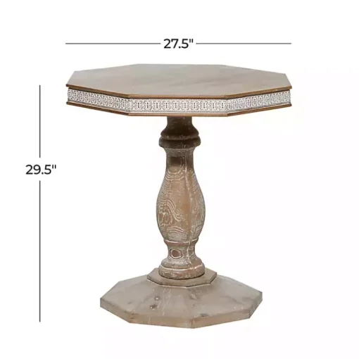 Natural Rustic Wood Octagon Accent Table