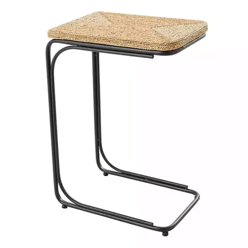 Natural Seagrass and Black Metal C-Table