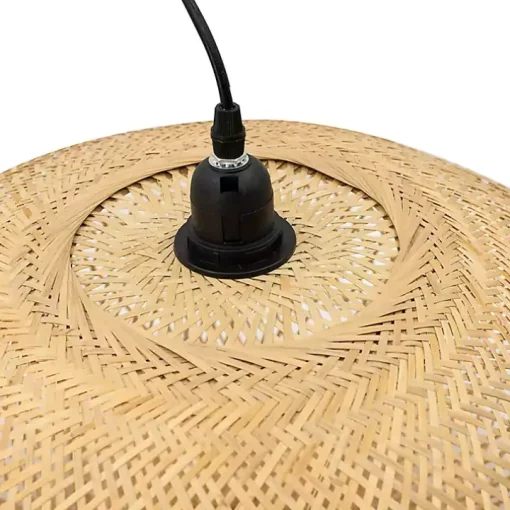 Natural Wide Woven Bamboo Globe Pendant Light