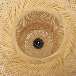 Natural Wide Woven Bamboo Globe Pendant Light