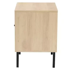 Natural Wood and Metal Storage Shelf Nightstand