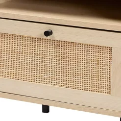 Natural Wood and Metal Storage Shelf Nightstand