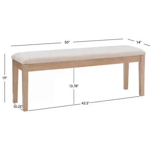 Natural Wood and Upholstered Seat Bench