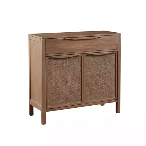 Natural Wood 2-Door Cane Webbing Chest