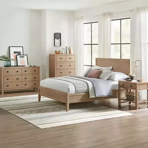 Natural Wood Grain Open Shelf Nightstand