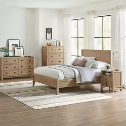 Natural Wood Grain Open Storage Nightstand