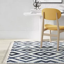 Navy & White Diamond Trellis Area Rug, 8x10