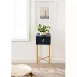 Navy Blue and Gold Glam Accent Table