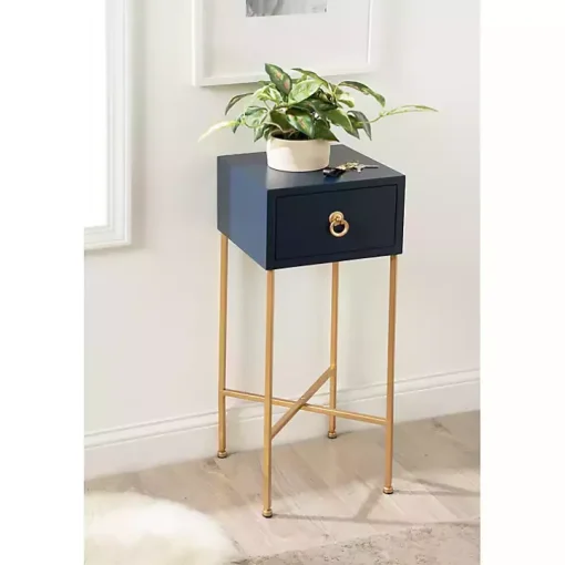 Navy Blue and Gold Glam Accent Table