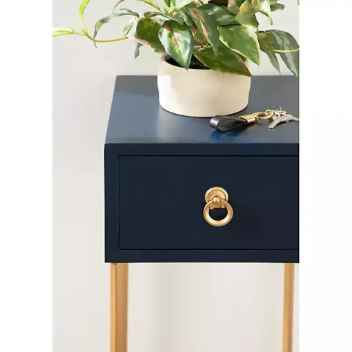 Navy Blue and Gold Glam Accent Table