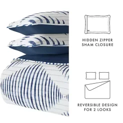 Navy Diamond Line Reversible 2-pc. Twin Quilt Set